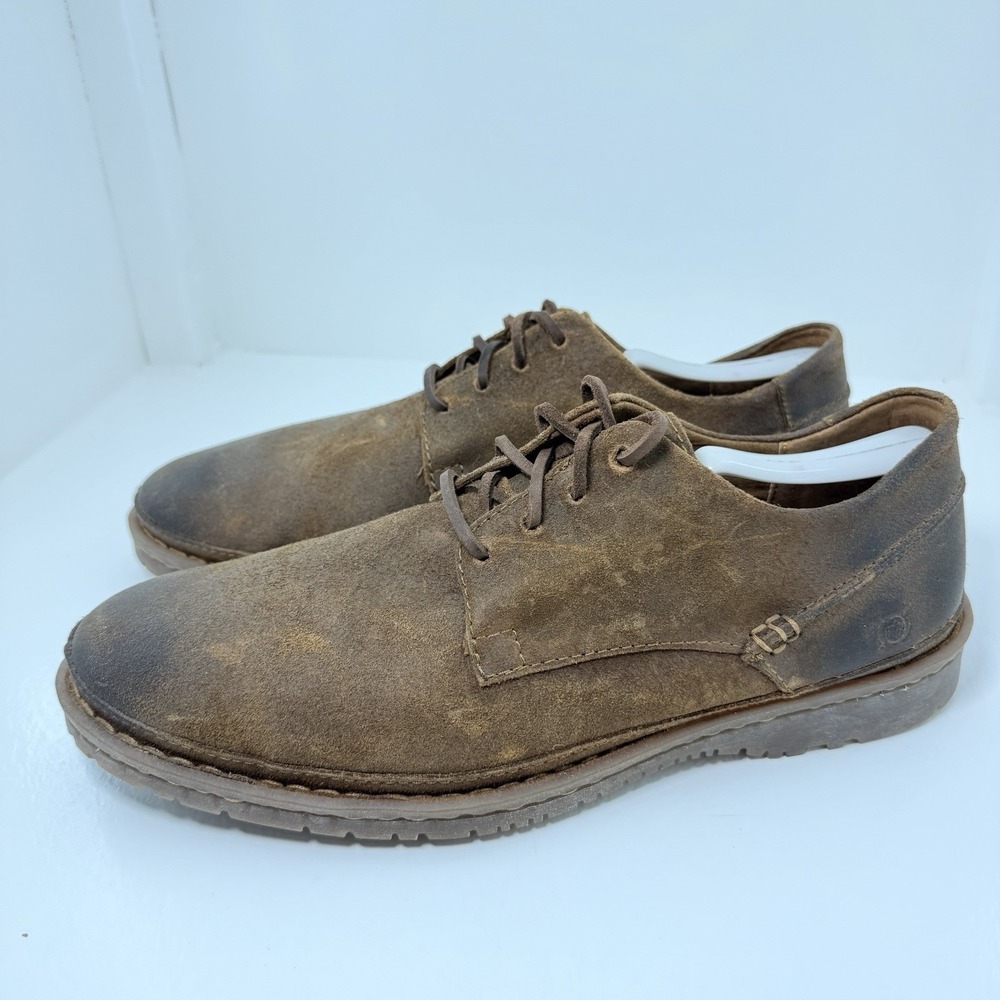 Born Soledad Men's 12 Taupe Distressed Suede Leather Oxford Shoes BM0020155